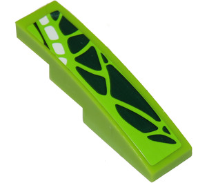 LEGO Lime Slope 1 x 4 Curved with Dark Green and White Scales (Right) Sticker (11153)
