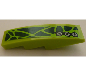 LEGO Lime Slope 1 x 4 Curved with Dark Green Scales and 3 Screws (Left) Sticker (11153)