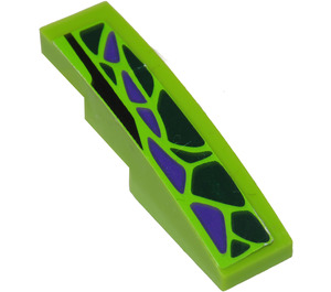 LEGO Lime Slope 1 x 4 Curved with Scales 9443 Left Sticker (11153)