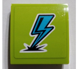 LEGO Chaux Pente 2 x 2 Incurvé avec Lightning Bolt Autocollant (15068)