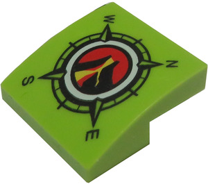 LEGO Lime Pendenza 2 x 2 Curvo con Volcano e Compass (15068 / 26686)