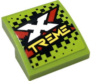 LEGO Lime Slope 2 x 2 Curved with Xtreme Logo Sticker (15068)