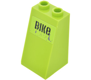 LEGO Lime Slope 2 x 2 x 3 (75°) with 'BIKE' Sticker Hollow Studs, Rough Surface (3684)