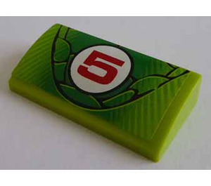 LEGO Lime Slope 2 x 4 Curved with '5' and Scales Sticker with Bottom Tubes (88930)