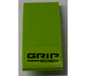 LEGO Lime Slope 2 x 4 Curved with 'GRIP 60181' Sticker (93606)