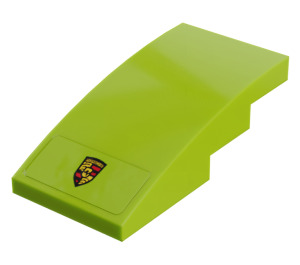 LEGO Lime Slope 2 x 4 Curved with Porsche-Logo Sticker (93606)
