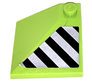 LEGO Lime Slope 3 x 3 (25°) Corner with Danger Stripes Right Sticker (3675)