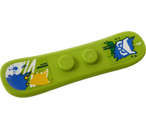 LEGO Limette Snowboard (Kurz) mit Colorful Spots und Eule Kopf Shape Aufkleber (18746)