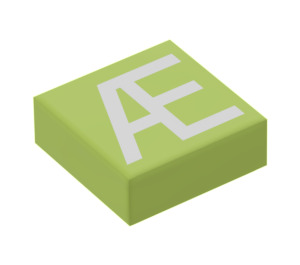 LEGO Lime Tile 1 x 1 with 'Æ' Decoration with Groove (13436 / 51479)