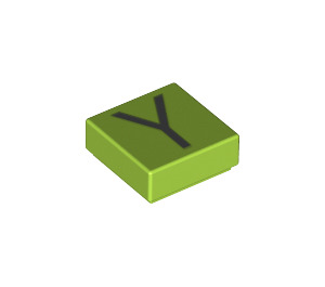 LEGO Lime Tile 1 x 1 with Letter Y with Groove (11586 / 13434)