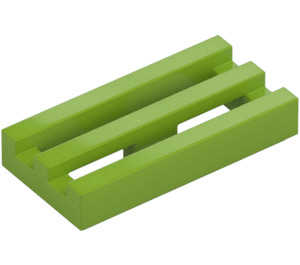 LEGO Lime Tile 1 x 2 Grille (with Bottom Groove) (2412 / 30244)