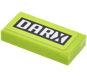 LEGO Lime Tile 1 x 2 with DARX Sticker with Groove (3069)