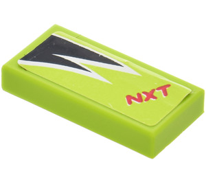 LEGO Lime Tile 1 x 2 with NXT Sticker with Groove (3069)