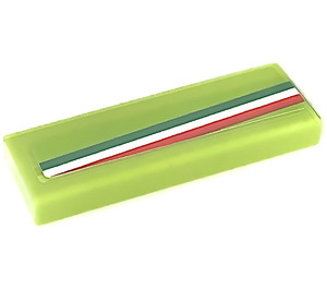 LEGO Lime Tile 1 x 3 with Falling Italien Colours Stripes Green-white-red right Sticker (63864)