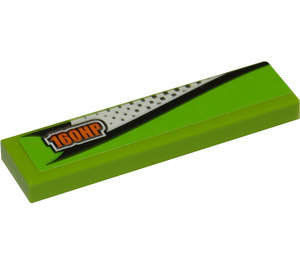 LEGO Lime Tile 1 x 4 with '160HP' (Right) Sticker (2431)