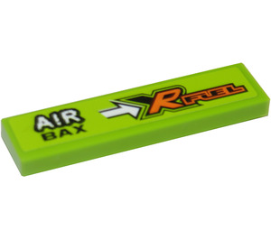 LEGO Lime Tile 1 x 4 with 'AIR BAX' and 'XR FUEL' Sticker (2431)