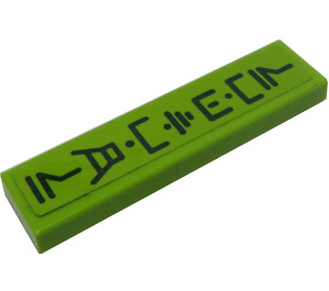 LEGO Lime Tile 1 x 4 with Asian characters (vertical) Sticker (2431)