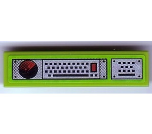 LEGO Lime Tile 1 x 4 with Control Panel with Keyboard and Radar Sticker (2431 / 91143)