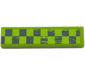 LEGO Limette Fliese 1 x 4 mit Damaged Grau Checkered (Recht) Aufkleber (2431)