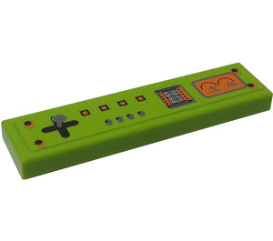 LEGO Lime Tile 1 x 4 with Gauges, Joystick, and Controls Sticker (2431 / 91143)