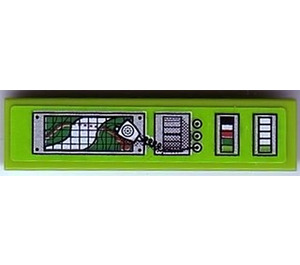 LEGO Lime Tile 1 x 4 with Map, Radio, and Buttons Sticker (2431)