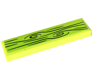 LEGO Lime Tile 1 x 4 with Wood Sticker (2431)