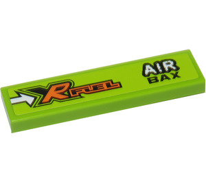 LEGO Lime Tile 1 x 4 with 'XR FUEL' and 'AIR BAX' Sticker (2431)