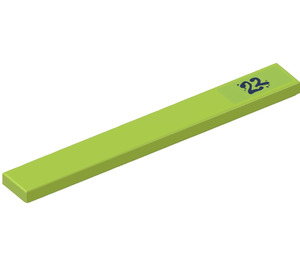 LEGO Lime Tile 1 x 8 with ‘22’ Sticker (4162)
