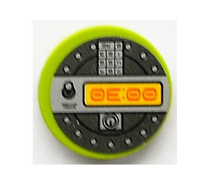 LEGO Lime Tile 2 x 2 Round with '00:30' Time Sticker with "X" Bottom (4150)