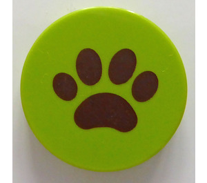 LEGO Lime Flise 2 x 2 Rund med Brun Paw med Bund Knops Holder (14769 / 95294)