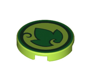 LEGO Citron Vert Tuile 2 x 2 Rond avec Elves Earth Power Symbol avec porte-tenon inférieur (14769 / 20299)