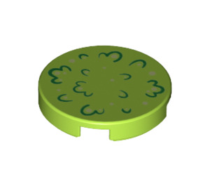 LEGO Lime Tile 2 x 2 Round with Foilage with Bottom Stud Holder (14769 / 25663)