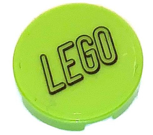 LEGO Lime Tile 2 x 2 Round with LEGO Black Outlined on Transparent Sticker with Bottom Stud Holder (14769)