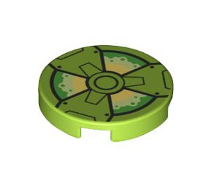 LEGO Lime Tile 2 x 2 Round with Radioactive Warning with Bottom Stud Holder (14769 / 101676)