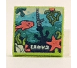 LEGO Chaux Tuile 2 x 2 avec Beatbit Album Cover - Underwater Scene avec rainure (3068)