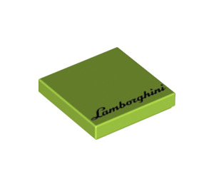 LEGO Lime Tile 2 x 2 with Lamborghini Logo with Groove (3068 / 68203)