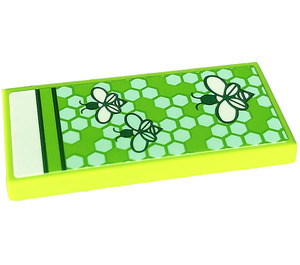 LEGO Lime Tile 2 x 4 with Bees, Honeycomb Sticker (87079)