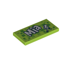 LEGO Lime Flise 2 x 4 med 'Mia' og Lightning Bolt (45027 / 87079)