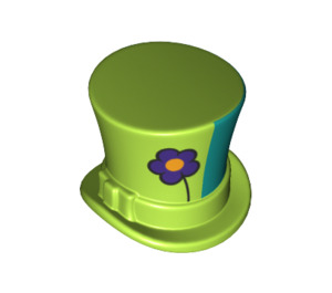 LEGO Lime Top Hat with Upturned Brim with Flowers (27149 / 38204)