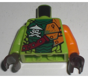 LEGO Limoen Torso Ninjago Scales, Ninja Schedel met Crossed Swords (973)