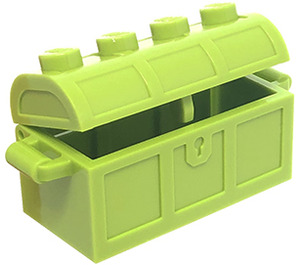 LEGO Limoen Treasure Chest met Deksel (Dik scharnier met sleuven aan de achterkant)