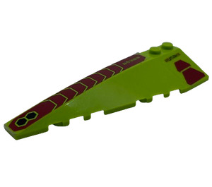 LEGO Lime Wedge 10 x 3 x 1 Double Rounded Left with Dark Red Trapezoids, Hexagonals and Alien Characters Sticker (50955)