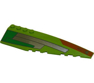 LEGO Lime Wedge 12 x 3 x 1 Double Rounded Right with Silver, Green, Orange 7133 (42060 / 42130)