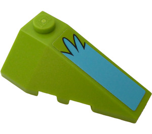 LEGO Lime Wedge 2 x 4 Triple Right with Medium Azure Pattern Sticker (43711)