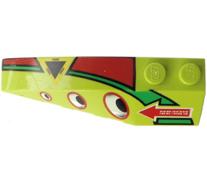 LEGO Lime Wedge 2 x 6 Double Left with Air Intakte, Yellow Triangle, Red Arrow (41748 / 45040)