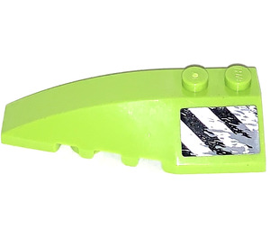 LEGO Lime Wedge 2 x 6 Double Left with Danger Stripes and Scratches Sticker (41748)