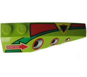LEGO Lime Wedge 2 x 6 Double Right with Air Intakte, Yellow Triangle, Red Arrow (41747)