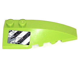 LEGO Lime Wedge 2 x 6 Double Right with Danger Stripes and Scratches Sticker (41747)