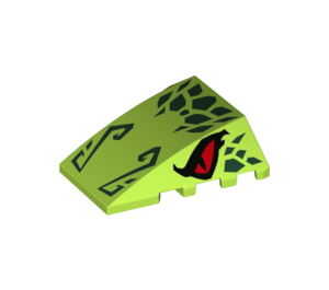 LEGO Lime Wedge 4 x 4 Triple Curved without Studs with Snake Head with Red Eyes (47753 / 67972)