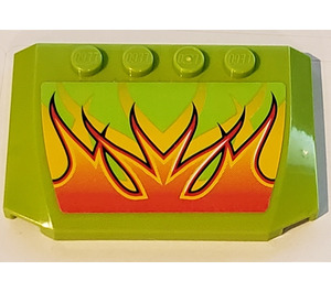 LEGO Lime Wedge 4 x 6 Curved with Flames 8141 Sticker (52031)